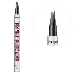 What it is: A pen for the microbladed look made easy that creates the illusion of natural brow hair with three ultrafine lines in a single stroke.What Else You Need to Know: Like a microblading appointment in your makeup bag, this eyebrow pen is a waterproof, smudge-proof ink pen that creates the illusion of real eyebrow hairs with three ultra-fine lines in a single stroke. Designed to blend in seamlessly with existing hairs, it instantly creates a microbladed effect.Clinical Results: In a self- Benefit Cosmetics Brow, Eyebrow Products, Benefit Brow, Beauty Crush, Waterproof Eyebrow Pencil, Eyebrow Pen, Waterproof Eyebrow, Natural Brows, Best Eyebrow Products