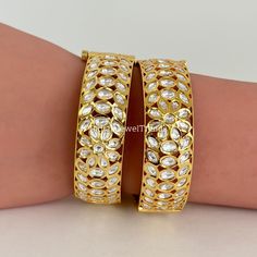 Tyaani inspired premium kundan gold plated openable bangle pair/Statement Kada/Kundan Bangles/Bridal Bangle/Indian Wedding/Pakistani/Punjabi Sabyasachi Earrings, Star Bangle, Kundan Bangles, Pearl Bangle, Bangles Indian, Bridal Bangles, Indian Earrings, Cz Earrings, Bangle Set