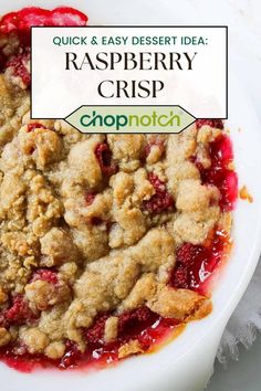 This Raspberry Crisp is quick and easy dessert recipe to try at home. Raspberry crisp is a delicious and simple dessert to whip up for the whole family. With only 3 ingredients for the filling and 3 ingredients for the topping, I’m sure you’ll love the simplicity of this tasty dessert. If you love raspberries as much as I do, I wholeheartedly recommend you make this. And I also suggest you try raspberry chocolate cupcakes or raspberry cheesecake cookies as well. Raspberry Crisp, Fruit Crisp Recipe, Raspberry Pie Filling, Chocolate Raspberry Cupcakes, Raspberry Oatmeal, Warm Desserts, Cobbler Recipes, Quick Desserts