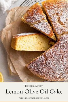 Moist Lemon Olive Oil Cake Healthy Smash Cake, Lemon Olive Oil Cake, Oil Cake, Lemon Olive Oil, Olive Oil Cake, Different Cakes, Fun Baking Recipes, Round Cake Pans, Inspired Recipes