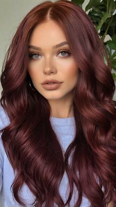 fall hair color dark copper Thick Highlights, Deep Plum Hair, Dark Caramel Hair, Dark Copper Hair Color, Black Cherry Hair Color, Calico Hair, Black Cherry Hair, Copper Hair Dark, Cherry Hair Colors