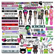 Difference Between Emo And Scene, Scenecore Usernames, Scene Names Ideas, Scene Blinkies, Scene 2000s Art, Oldweb Aesthetic, Scene Vs Scenecore, Spacehey Blinkies, Scene Aesthetic 2000s