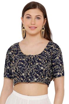 Product Features:   Color: Navy Blue Fabric: Art Silk Pattern: Embroidered Sleeve: Half Sleeves Neck Type: Round Neck Package Content: 1 Blouse Product Weight: 500 Gram Fabric Care: First wash dry clean only Disclaimer: There will be slight difference in Digital to actual Image Traditional Blue Short Sleeve Blouse, Blue Fitted Blouse With Intricate Embroidery, Fitted Blue Blouse With Intricate Embroidery, Festive Blue Tops With Intricate Embroidery, Festive Blue Top With Intricate Embroidery, Festive Blue Short Sleeve Blouse Piece, Festive Blue Padded Blouse, Blue Unstitched Blouse With Short Sleeves, Festive Blue Blouse With Intricate Embroidery