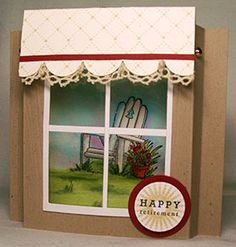 a handmade card with an image of a window