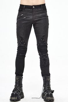 Product Code: PT137 Color: Black Gender: Male Materials: COTTON 95% SPANDEX5% Notice: Other Accessories Are Not Include The main material is elastic twill fabric, which is hit with glued elastic twill fabric to designed into a fake two pieces trousers. The knees are with asymmetrical design, which can be used for daily life wearing. Size(IN) Waist Hip Length S 32.28 38.58 42.91 M 34.25 40.55 43.11 L 36.22 42.52 43.31 XL 38.19 44.49 43.50 2XL 40.16 46.46 43.70 3XL 42.13 48.43 43.90 4XL 44.09 50.39 44.09 Punk Style Men, Rock Style Outfits, Trims Fashion, Black Punks, Black Pants Men, Fashion Male, Style Punk, Gothic Punk, Style Noir