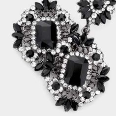 Floral Jet Black Crystal Rhinestone Evening EarringsItem: EarringsVendor: O GlobalColor : Jet BlackSize : 1.25" x 2.75" (inches)Fastening: Post BackMetal: Alloy, Lead & Nickle FreeMaterial: Crystal, Rhinestones Theme: Evening, Prom, Pageant, Bridal Evening Earrings, Black Crystals, Jet Black, Crystal Rhinestone, Sparkle, Prom, Crystals, Floral, Black