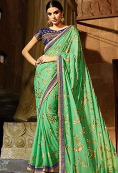 Green Chiffon Designer Saree..@ fashionsbyindia.com #designs #indian #fashion #womens #style #cloths #clothes #stylish #casual #fashionsbyindia #punjabi #suits #wedding #saree #chic #elegance #beauty #outfits #fantasy #embroidered #dress #PakistaniFashion #Fashion #Longsuit #FloralEmbroidery #Fashionista #Fashion2015 #IndianWear #WeddingWear #Bridesmaid #BridalWear #PartyWear #Occasion #OnlineShopping #sari Pure Georgette Sarees, Embroidered Saree, Buy Sarees Online, Chiffon Saree