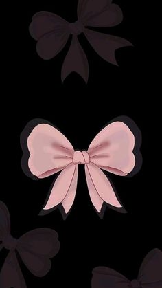 a black background with pink bows in the center and two smaller ones on the left side