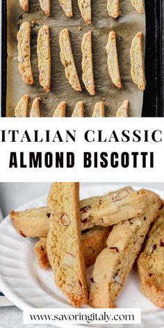 italian classic almond biscotti on a white plate