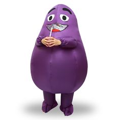 PRICES MAY VARY. Material : Our purple grimace Inflatable costume is use polyester material , Waterproof, dustproof, soft and breathable . ,Easy to wear and off . Easy to move about. Easy to walk, jump, sit, run. You can free to go trick or treat. Open : Zipper closure . It is a funny grimace costume, stand out in the crowd . And Inflatable design to make this grimace mascot costume cool and breathable, suit for summer and winter. Power : Batteries or usb Inflatable . 4 x AA batteries (not inclu Grimace Costume, Fan, Halloween, Purple