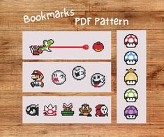 the pattern for this cross stitch bookmarks has been made with different pixeles