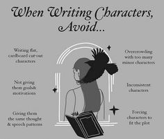 a poster with the words when writing characters, they're not allowed to read