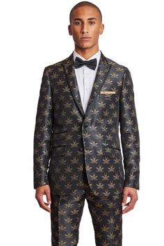 A black bee print distinguishes this Grosvenor Jacket from the rest. If you are seeking to make a fashion statement, this tuxedo jacket is the perfect choice for you. Aside from turning heads at any event, it will also become the talk of the party. Wear it with the matching pants and a satin bow tie to give it a polished appearance.PRODUCT DETAILS: style 6464J slim fit suit jacket 1 button jacket peak lapel complimentary pocket square side vents 100% polyester dry clean only imported Fall Suit, Black Bee, Formal Pants, Bee Print, Peak Lapel, Tuxedo Jacket, Slim Fit Suit, Button Jacket, Matching Pants