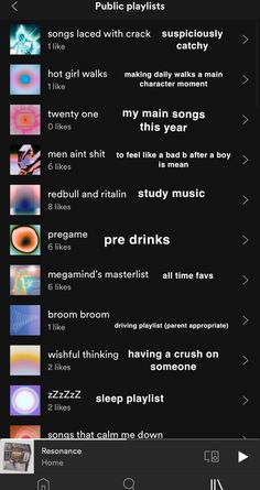 an iphone screen showing different types of music