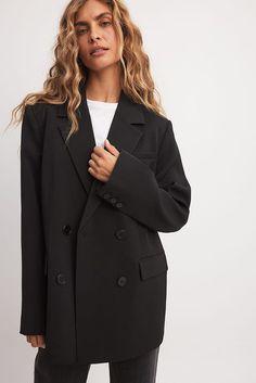 Oversized Double Breasted Blazer Black | NA-KD Oversized Double Breasted Blazer, Low Waist Jeans, Sleepwear Sets, Blazer Black, Oversized Blazer, Breasted Blazer, Double Breasted Blazer, Fall Jackets, Black Blazers