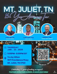 MOUNT JULIET TODAY!!! 💥 Register here: https://www.eventbrite.com/e/mt-juliet-tn-15-year-anniversary-tour-tickets-1125554687369

#TheMathewsAgency #15YearsOfImpact #MountJuliet #Tennessee #Inspiration #Success #RegisterToday #LiveEvent