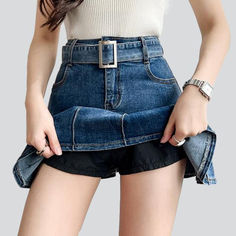 Dive into summer with our 2023 Summer Collection Skater Denim Skirt with Belt! With its mid-waist. stonewashed. street-vibe design and a unique zipper & button closure. this skirt is the perfect blend of contemporary fashion and nostalgic grunge.Key Highlights: Grunge Galore: Inspired by the iconic '90s grunge movement. this skirt exudes an effortlessly cool attitude. Distinctive Damaged Pattern: Expertly crafted wear and tear. capturing a raw. unfiltered essence. Sleek Slim Fit: Designed to hug Fitted Denim Blue Belted Bottoms, Summer Medium Wash Denim Skirt With Belt Loops, Trendy Medium Wash Skirt With Belt Loops, Spring Denim Skirt With Belt Loops In Medium Wash, Spring Medium Wash Denim Skirt With Belt Loops, Spring Medium Wash Skirt With Belt Loops, Denim Skort With Belt Loops Short Length, Denim Skort With Belt Loops, Denim Skort With Belt Loops In Short Length