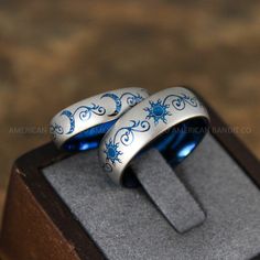 IMG_9035 Sun And Moon Wedding Rings, Cute Matching Rings, Sun And Moon Wedding, Moon Wedding Theme, Matching Rings For Couples, Sun And Moon Jewelry, Rose Wedding Rings, Moon Rings, Romantic Stuff