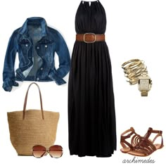 Maxi Dress - Polyvore,CHEAP FASHION DRESSES ON SALE Mode Tips, Mode Boho, Red Blazer, Black Maxi, My Dream Closet, Long Black, Black Maxi Dress, Cute Fashion