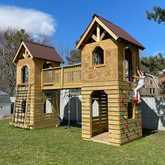 Two tower gable playset plan with connecting bridge, tire swing and spiral slide Clubhouse Playground, Playsets For Kids, Timber Playground, Playset Ideas, Commercial Playground, Diy Slide Playground, Diy Clubhouse Outdoor Kids, Kids Playground Backyard, Home Playground Ideas