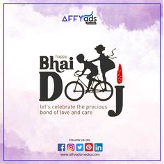 happy bhaji doj day wishes for friends and family on bike with watercolor background