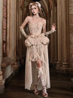 Vienna Core, Corset Top And Skirt Outfit, Ballgown Aesthetic, Period Pieces, Boned Bodice, Floral Corset, Nice Outfits, High Low Skirt, Fairy Fashion