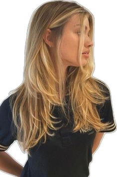 Cabelo loiro repicado em camadas estilo anos 90 90's Hairstyles, Long Blonde Hair Cuts, Reverse Gray Hair, Face Framing Hair, Blonde Haircuts, Clip Hairstyles, Dark Blonde Hair, Blonde Hair Inspiration, It Girls