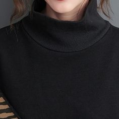 material:cotton blended SIZE unit:cm length 67 , bust/chest 128 , sleeve 52 , shoulder 58 Note: 1 inch = 2.54 cm, 1 cm = 0.39 inch note: measurement by hands allow 2-3cm errors which is normal Black Turtleneck T-shirt For Fall, Black Turtleneck Top With Ribbed Neckline, Stretch Winter T-shirt, Oversized Cotton Turtleneck Top, Cotton Tops With Ribbed Neckline For Winter, Black Long Sleeve Top With Ribbed Neckline, Black Stretch Top With Ribbed Collar, Winter Tops With Ribbed Collar For Layering, Black Ribbed Collar Turtleneck Top