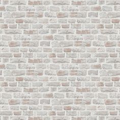 a white brick wallpaper with grey and brown bricks on the top right hand corner