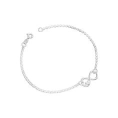 This infinity knot Coeur bracelet is the perfect statement piece for your look. Elegantly crafted from sterling silver, the bracelet features an abstract infinity knot design for a subtle touch of style. Show off your sophisticated style with this timeless piece. Minimalist Silver Infinity Bracelet, Elegant Sterling Silver Infinity Chain Bracelet, Minimalist Infinity Bracelet For Formal Occasions, Minimalist Infinity Bracelets For Formal Occasions, Elegant Sterling Silver Infinity Bracelet, Formal Sterling Silver Infinity Bracelets, Formal Sterling Silver Infinity Bracelet, Silver Heart Bracelet In Sterling Silver, Sterling Silver Infinity Heart Bracelet