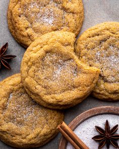 cinnamon sugar cookies with star anise on the side