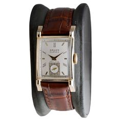 Classic Watches With Rectangular Dial For Collectors, Classic Collectible Watch With Rectangular Dial, Classic Collectible Watches With Diamond Hour Markers, Classic Collectible Jewelry And Watches With Polished Finish, Antique Brown Watch Accessories For Formal Occasions, Gruen Watches, Factory House, Style Reference, Watch Companies