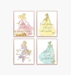 four disney princess silhouettes with the words, i am not always going to die