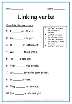 the worksheet for linking verbs