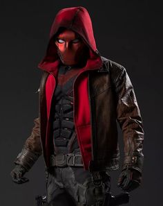 Jason Todd Red Hood Jacket Titans Jason, Red Hood Costume, Jason Todd Red Hood, Curran Walters, Techwear Fashion, Varsity Letterman Jackets, Hood Jacket, Brown Hoodie, Jason Todd