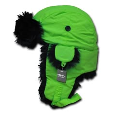 Neon Green Aviator Bomber Faux Fur Ski Winter Trooper Trapper Ear Flap Hat S/M Oc Creation, Fur Trapper, Ralph Lauren Baseball Cap, Doo Rag, Flap Hat, Ear Flap Hats, Aviator Hat, Scene Outfits, Oc Character