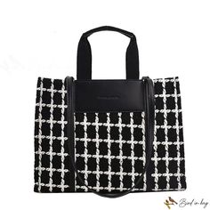 Bird in Bag - Large capacity bags new bags popular fashion bird check shoulder bag handheld tote bag Trendy Square Canvas Bag With Handles, Daily Use Rectangular Bag With Houndstooth Pattern, Rectangular Houndstooth Bag For Daily Use, Rectangular Houndstooth Pattern Bag For Daily Use, Daily Use Houndstooth Shoulder Bag, Houndstooth Shoulder Bag For Everyday Use, Rectangular Houndstooth Shoulder Bag For Daily Use, Everyday Houndstooth Shoulder Bag, Daily Use Houndstooth Tote Shoulder Bag