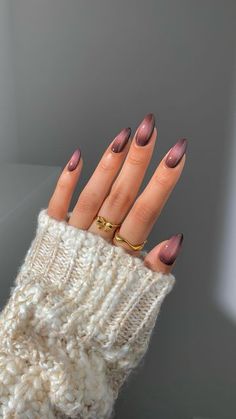 Purple And Brown Nails, Nail Art Designs Brown, Brown Fall Nails Acrylic, Brown Aura Nails, Aura Chrome Nails, Purple Aura Nails, Brown Aura, Odd Squad, Cruise Nails