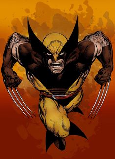 the wolverine character is in action with his claws out and one hand on his hips