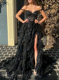 Women's Off the Shoulder Lace Formal Prom Dress Long Sleeveless Appliques Evening Party Gowns Long A045 on Storenvy Dark Blue Prom Dresses, Sequin Long Dress, Tiered Prom Dress, Lace Prom Dress, Prom Dress Inspiration, Black Prom, A Line Prom Dresses, Lace Evening Dresses, Black Prom Dresses