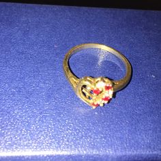 Never Worn. Gorgeous Design. Perfect For A Leo. Red Heart-shaped Hallmarked Jewelry, Stamped 14k Red Ruby Ring, Ruby Heart, Heart Shaped Rings, Gorgeous Design, 10k Gold, Womens Jewelry Rings, Red Gold, Lady In Red