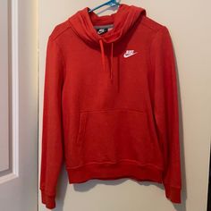 Brand New Without Tags ~ Burnt Red Nike Hoodie! Excellent, Pre-Owned Condition. Small Tiny Unknown Stain In Back. Kangaroo Pockets And High Cowl Neck, Bright Reddish Orange Color. So Cozy Inside! Nike Red Casual Hoodie, Nike Fall Hoodie Top, Nike Casual Top With Drawstring Hood, Nike Fall Hoodie, Red Nike Hooded Top, Red Nike Sweatshirt, Nike Hoodies For Women, Red Nike Hoodie, Burnt Red