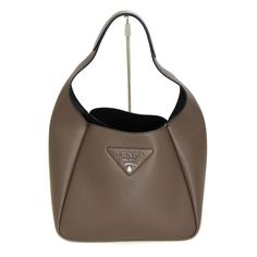 Prada Full Medium Leather Tote Bag Handbag Greige/Brown W: 23 X H: 20 X D: 14cm Modern Brown Bags With Silver-tone Hardware, Luxury Brown Hobo Bag For Shopping, Brown Bucket Bag With Silver-tone Hardware, Evening Brown Bag With Silver-tone Hardware, Brown Hobo Bag With Silver-tone Hardware For Shopping, Brown Top Handle Hobo Bag With Dust Bag Included, Brown Hobo Bag With Silver-tone Hardware For Errands, Bags Prada, Prada Bags