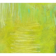 an abstract painting with green and yellow colors