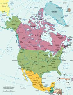 an image of a map of the united states and canada with major cities on it