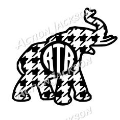 an elephant with stars on it's tail and the letter at in the middle