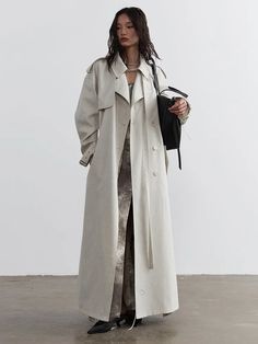 Luxury Oversized Outerwear For Summer, Luxury Oversized Summer Outerwear, Pocket Trench Dress, Luxury Oversized Long Coat Blazer, Luxury Silk Spring Outerwear, Luxury Sleek Oversized Outerwear, Trench Coat White Dress, Luxury Asymmetrical Fall Outerwear, Trench Coat Stradivarius