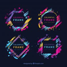 four colorful frames with different shapes