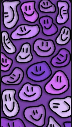 a purple background with lots of smiley faces