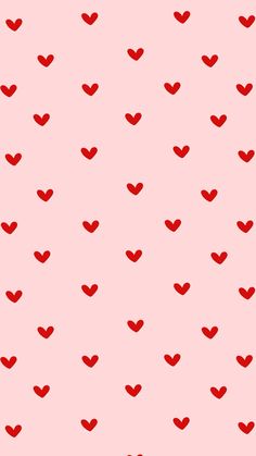 a pink background with red hearts on the left and right hand corners in rows